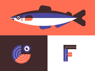 Fish branding company design eye f fish fishing identity illustration logo monogram
