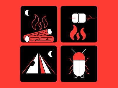 Camping bug camping fire icon marshmallow
