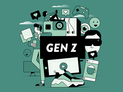 Gen Z blog brands design editorial illustration games gen z go pro illustration infleuncer instagram magazine technology vr