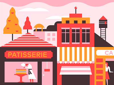 Patisserie baking cafe cake cake shop cakery city city illustration coffee cooker french paris patisserie street town