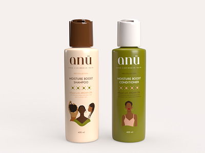 ANÜ Shampoo & Conditioner | 3D Mock Ups 3d afro caribbean branding creative design designer digital graphic design hair illustration logo packagingdesign vector