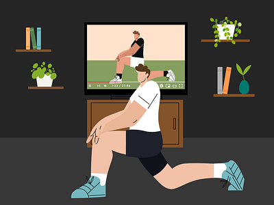 Stay Fit characterdesign coronavirus covid 19 creative design digital excercise fit fitness health illustration man plant stayfit stayhome vector workout