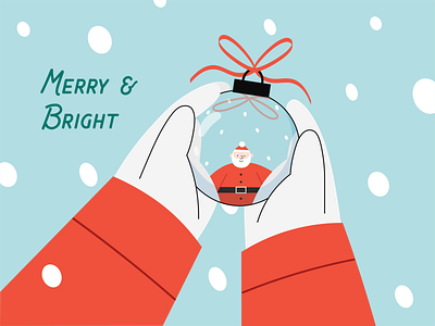 Merry & Bright bauble characterdesign christmas creative decor design digital graphic design illustration santa scene snow vector winter