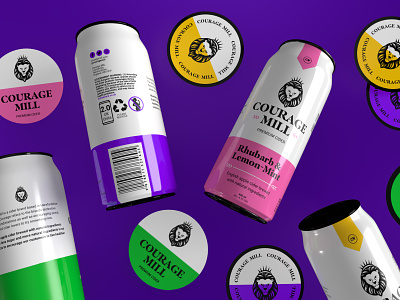 Courage Mill | Can Mockups 3d branding can cider coasters creative design digital graphic design illustration lion mockup