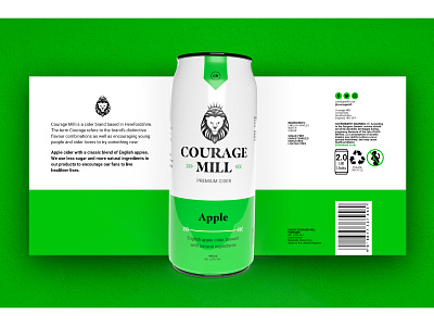 Courage Mill | Label apple branding can cider creative design digital graphic design illustration label lion logo mockup vector