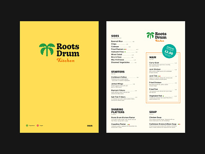 Main Menu branding caribbean creative design digital graphic design illustration logo menu restaurant tropical typography vector