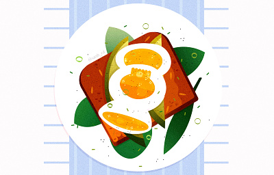 Avocado Toast adobe illustrator avocado toast brunch digital eggs food illustration texture vector