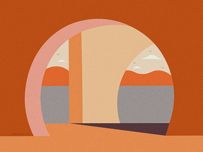 Arch architecture creative design digital futurism illustration scene shapes surrealism texture vector