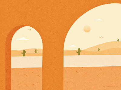 Desert 3d adobe illustrator architecture cactus creative desert design digital illustration scene texture vector