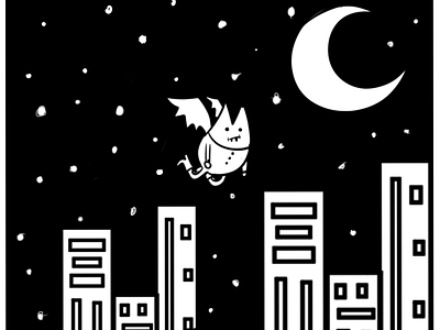 Flyboy Oneg black and white cartoon character design city illustration scene vampire