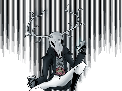 Eldritch Deer antlers art cartoon character character design deer digital digital art guts illustration illustrator monster skeletal spooky