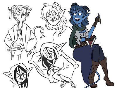 Mighty Nein Doodles cartoon critical role critter critters d20 dd digital art dnd fantasy illustration illustrator jester lineart mollymauk nott nott the brave podcast podcast art rpg ttrpg