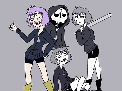 Penny Fenderghast Update baseball bat cartoon girl grim reaper illustration illustrator magical burst magical girl oc original character rpg character skeleton teen ttrpg