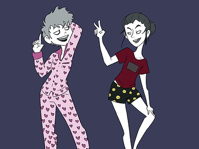 Pajama Party cartoon character design digital art flat color illustration illustrator pajamas portraits