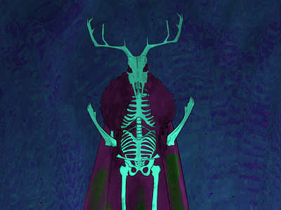 Neon Nightmare bones buck cartoon character design deer digital art fantasy horror horror art illustration illustrator monster scary skeleton skeletons spooky