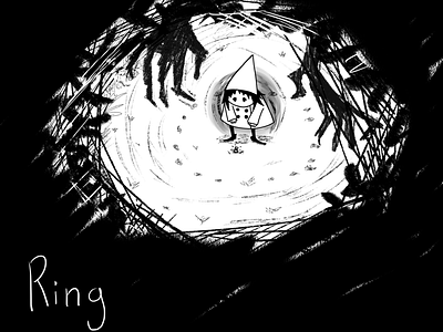 Inktober Day 1 - Ring black and white character fairy fantasy ghosts horror illustration inktober inktober2019 spooky woods