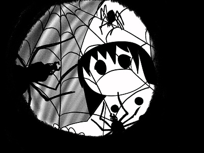 Inktober Day 8 - Frail black and white cartoon digital art illustration illustrator inktober inktober2019 spider spin spooky
