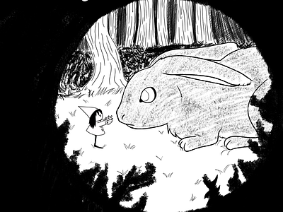 Inktober Day 14 - Overgrown black bunny children illustration inktober inktoberday14 poetry rabbit white