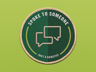 Working From Home Merit Badge - Spoke To Someone (Not A Barista) bsds design flat graphic graphic design icon illustration merit badge monoline patch vector