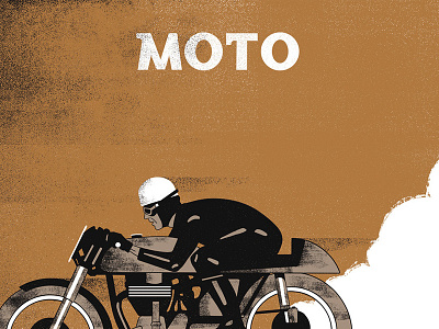 MOTO distressed illustration motorcycle print retro texture vintage
