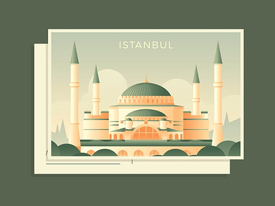 Hagia sophia city design europe hagia sophia illustration istanbul landmark postcard turkey vector