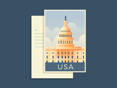 white house - USA america city design illustration landmark landmarks postcard president travel usa vector washington white house