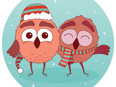 Holiday Owls cartoon cartoons character art character concept christmas festive holiday illustration illustrator owls vector wacom tablet