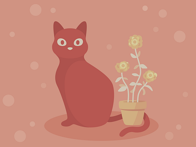 Modern Cat + Plant Red