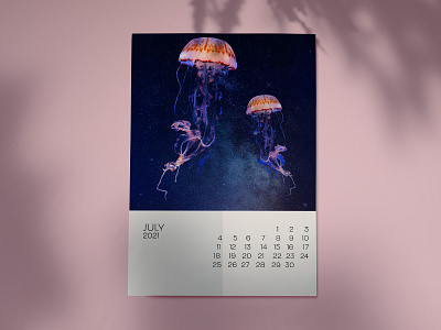 Space Jellyfish - July Calendar calendar collage fantasy nature photoshop space