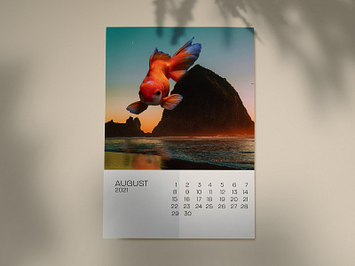 Floating Fish - August Calendar calendar collage fantasy nature photoshop