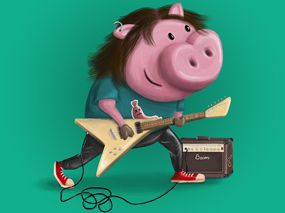 Piggy rocker animation character art character design design design art designspiration desinger digital 2d illustator illustration