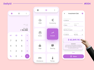 DailyUI #004 - Calculator app design calculator invest investment ui user experience user interface