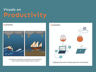 Visual Illustrations on Productivity for Sunsama. creative design graphic design illustration productivity visuals