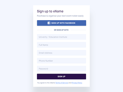 User Registration Form ui web design