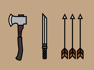 Walking Dead arrows ax bow dead design icons illustration katana vector walking dead