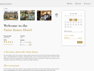 Hotel Page Concept booking bookings calendar calendar ui hospitality hotel hotel booking hotels luxurious luxury