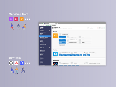 Password Manager X Slack interface b2b credentials password manager passwords saas app saas design saas website security security logo shared password sharing slack slack app