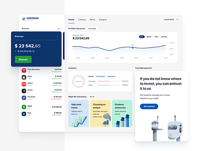 Brokerage Web App - Home Page bank brokerage cards concept dashboard freebie help interface investments portfolio product project redesign statistics stocks ui ux web widget