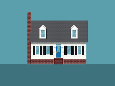 House in the Woods flat house illustration north carolina vector