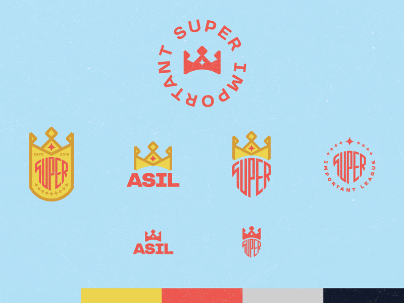 Super Important animation badge blue branding circles crest design fantasy football flat illustration logo star type