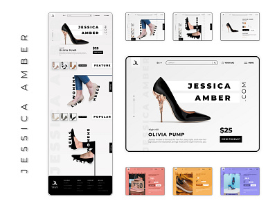 Jessica Amber Footwear Website Concept brand branding design footwear footwear design footwear website icon logo typography ui ux web web design website website design