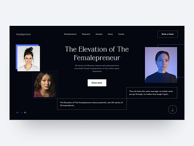 The Elevation of The Femalepreneur 一 Landing Page Design branding design entrepreneur web design femalepreneur hero section homepage design landing page landing page design ui ui design uiux design user interface ux web web design web ui web ux website website design