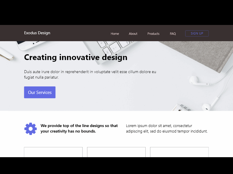 Exodus Design Company Desktop Walk Through adobe xd design homepage design typography ui ux webpage design
