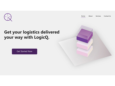 LogicQ Home Page with Isometric Box Design adobe illustrator design homepage design isometric design ui ux webpage design