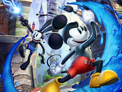 Epic Mickey 2 - Nintendo Power Cover digital painting disney epic mickey 2 fentondesigns mad doc mickey mouse oswald