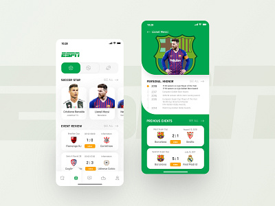 ESPN Sports App Score Page american football app basketball card cristiano ronaldo design event review information lionel messi personal hnonor previous events score soccer sportswear time tunisian cup ui ux video