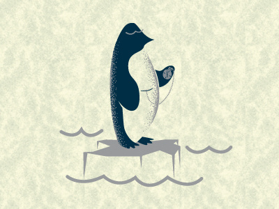 Time, She's Up illustration penguin stippled time