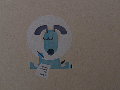 Hit List Letterpress blue dog illustration kraft letterpress