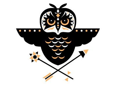 Owlistration No 6 animals black logo orange owl