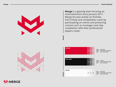 Merge Team - Visual Identity branding entertainment gaming identity letter logo logodesign m m letter merge modern monogram team visual